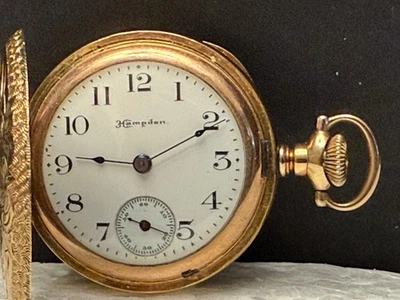 1908 HAMPDEN DUEBER SPECIAL HUNTING POCKET WATCH MOLLY STARK GRADE 3/0S 7J GF 41 - Image 1 of 4