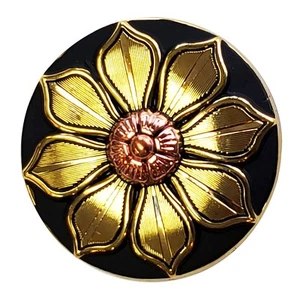 HS 1 1/2" Hilason Western Horse Concho Antiguo Dorado y Cobre Con Negro - Imagen 1 de 2