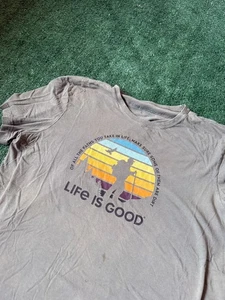 Life Is Good Men’s L green Short Sleeve T Shirt Nature Hiking HAS FLAWS - Picture 1 of 9