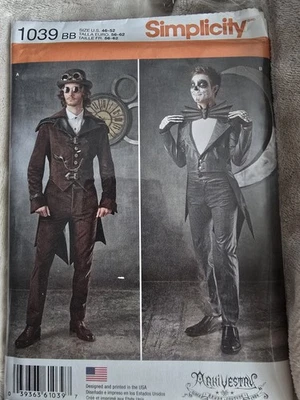 Simplicity 1039 Sz 46-52 Mens ArkiVestrty Steampunk Fantasy Costume Cosplay New - Image 1 of 2