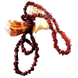 Collana Boho Filo Singolo Chip Diaspro Rosso Pietra Gemma Naturale Stile Popover - Foto 1 di 6