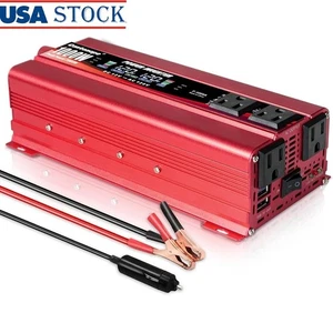 1000W Wechselrichter DC 12V auf AC 110V mit LCD Display 4 Steckdosen USB Ports - Bild 1 von 8