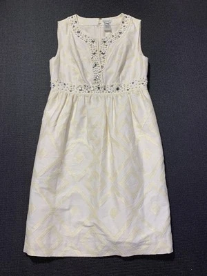 Vestido Kate Spade Amarillo Geométrico Embellecido Forrado de Seda Talla 8 Boda Verano Foto 1 de 4