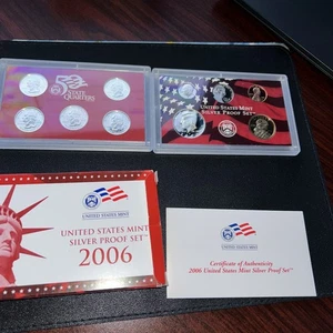 2006 U.S. Mint SET COMPLETO SILVER PROOF CON SCATOLA E CERTIFICATO DI AUTENTICITÀ. Set 10 monete. - Foto 1 di 10
