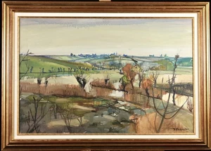 JEAN YVES COMERRE (1920-1986) HUGE SIGNED FRENCH OIL ON CANVAS - VINEYARD - Picture 1 of 11