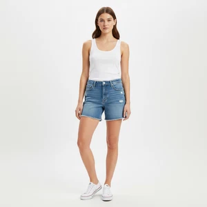 Levi Strauss Vintage Original Jeansshorts Damengröße 14 hellblau abgenutzter Saum - Bild 1 von 10