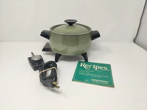 West Bend Green Electric Fondue Pot 1837  with Heat Control and Recipe Book 2 qt - Picture 1 of 19
