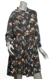 THAKOON ADDITION Womens Silk Black Floral Long Sleeve Above Knee Dress US 8 NEW - Picture 1 of 4