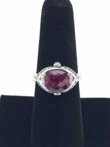 Pretty Checkerboard Oval Shape 7.85CT Ruby & White CZ Handmade Art Deco Ring - Picture 1 of 5