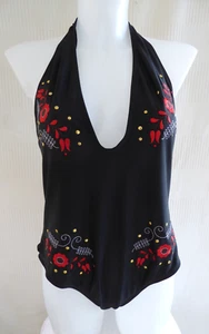 BNWT Wolf & Whistle black/floral trim h'neck swimming costume Size 14 Cup B/C - Picture 1 of 7