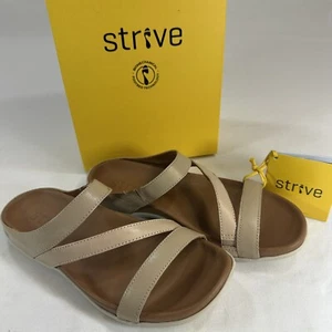 NEW Strive Footwear TRIO Orthotics Arch Support Leather Sandals Shoes Cream sz 7 - Picture 1 of 9