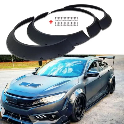 4x Kit de carroceria larga para Honda Civic Si fosco alargadores de para-lama roda arqueada CONCAVE 10mm - Imagem 1 de 4