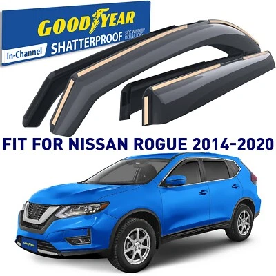Protectores de lluvia viseras de ventilación sombra para Nissan Rogue 2014-2020 IMPERMEABLE Foto 1 de 4