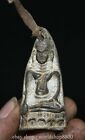 3”Old Chinese Tibet Bronze beast monster lion face brand Belt buckle pendant