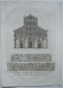 Ranieri Grassi (XIX) Facciata Primaziale di Pisa Orig Kupferstich 1829 Italia - Picture 1 of 5