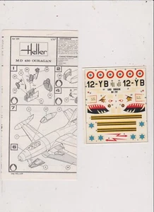 HELLER M-D 450 OURAGAN 1/72 DIRECTIONS AND DECALS FREE SHIP IN U S - Picture 1 of 1