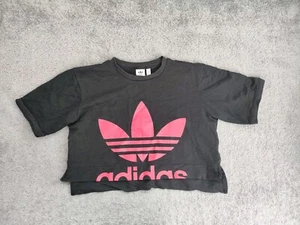 Adidas Short top Tshirt Size 10 Womens Black Red Casual Oversized - Picture 1 of 6