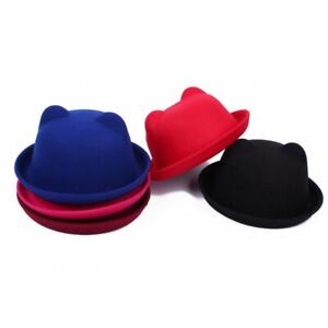 1pc Adjustable Wool Bowler Hats 4-8 Years Kids Polyester Caps Children Fashion H