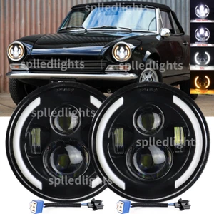2 PIEZAS Fit FIAT 124 Spider 1966-1985 7" Faro LED DRL haz alto/bajo + intermitente - Imagen 1 de 13