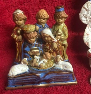Figura Belén Infantil De Colección Grupo Fijo Cerámica Esmaltada Navidad Escultura - Imagen 1 de 6