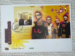 U2 - POSTAGE STAMP ON ENVELOPE - FIRST DAY - RARE - FRANKED 1ST DAY - Picture 1 of 3