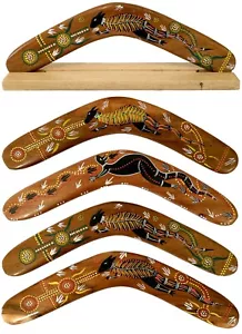 BOOMERANG 14"/35CM + SOPORTE - MADERA DURA - ARTE ABORIGEN, AUSTRALIA, INDÍGENA - Imagen 1 de 11