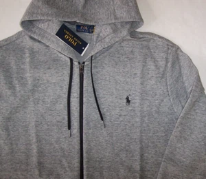 NWT Polo Ralph Lauren GRAY HEATHER DOUBLE-KNIT ZIP Hoodie Men's XXL BLACK PONY - Picture 1 of 5