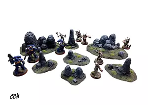 Warhammer, War-gaming Army Battlefield Terrain Rock Set - Picture 1 of 4