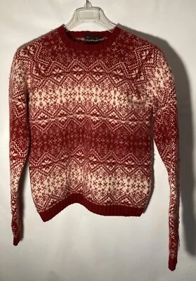 J экипажа винтажный 90-х 100% Hvy шерсти красный снежинка Xmas свитер женщин размер M-EUC - Изображение 1 из 4
