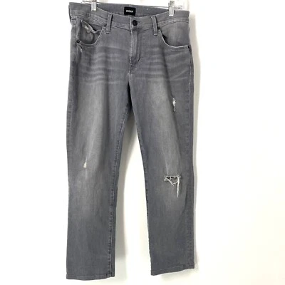 Pantalones de mezclilla rectos ajustados HUDSON para hombre talla 32 gris entrepierna envejecida 27 Foto 1 de 4