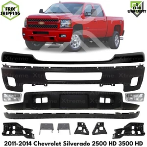 Front Bumper Paintable & Brackets Kit For 2011-2014 Chevy Silverado 2500 HD 3500 - Picture 1 of 9