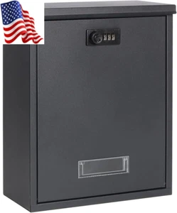 Locking Mailbox Wall Mount Combination Lock Drop Box Large Capacity with Galvani - Picture 1 of 12