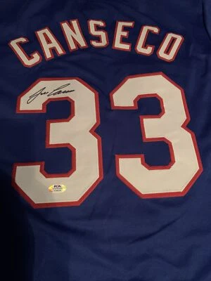 JOSE CANSECO Autographed Signed Jersey Texas Rangers Home Blue PSA COA XL - Image 1 of 4