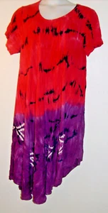 Style In Fashion Vintage "One Size" Asymetric Pink & Purple Tie Dye Dress - Picture 1 of 4