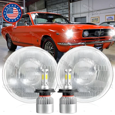 Par de faros LED redondos de 7" de haz alto bajo para Ford Mustang 1965~1973 más brillantes Foto 1 de 4