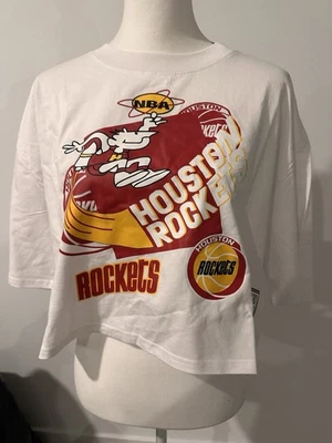 Mitchell & Ness Women’s NBA BOXY CROP  HOUSTON ROCKETS White T Shirt Size XL NWT - Image 1 of 4