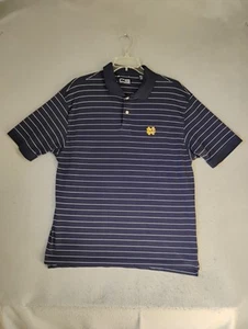 Camicia Notre Dame Fighting Irlandese Adulto XXL 2XL Blu Righe Manica Corta Casual - Foto 1 di 9