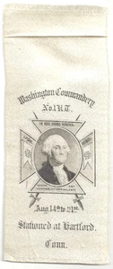 Vintage Silk Knights Templar WASHINGTON COMMANDERY Ribbon HARTFORD CT - Bild 1 von 1