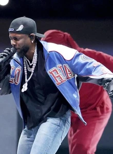 Chaqueta Kendrick Lamar Super Bowl Hecha a Mano Cuero PGLang Abrigo Bombardero Hip Hop - Imagen 1 de 8