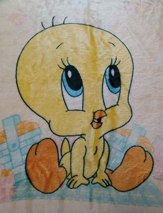 Vintage Baby Looney Tunes Tweety Vogel Babydecke Novatex Plüsch groß 43 Zoll x 51 Zoll - Bild 1 von 14