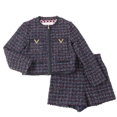 VALENTINO Juego de dos piezas Roppongi Class tweed azul marino multi piel de oveja para mujer Foto 1 de 4