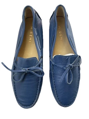 M Gemi Blue Moccasin Leather Tie Loafers Driving Shoes Blue 37.5 US 7 Comfort - Image 1 of 4