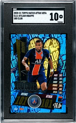 2020-21 Topps Match Attax UCL 100 Club Kylian Mbappe #CL11 SGC 10 - Image 1 of 2