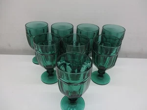 Set Of 8 Libbey Emerald/Juniper Green 6-5/8” Gibraltor Duratuff Goblets 14oz - Picture 1 of 6