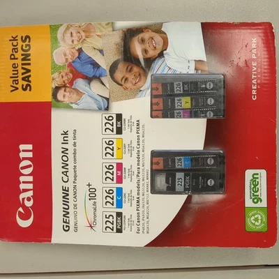 NUEVO Paquete de 5 cartuchos de inyección de tinta originales Canon - 225 PGBK, 226 negro y tricolor Foto 1 de 3