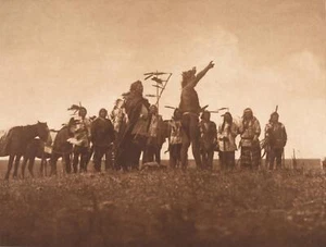 Edward Curtis The Scout's Report Atsina 1908 17"x 22" Archival Art Print - Picture 1 of 1