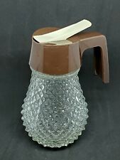 Vintage Collectible Gemco Diamond Cut Glass Syrup Pitcher Tableware Mid Century