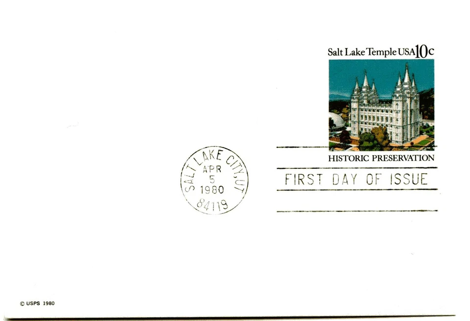 UX83 10c Mormon, Salt Lake Temple, Historic Preservation, uncacheted, FDC - Image 1 of 1