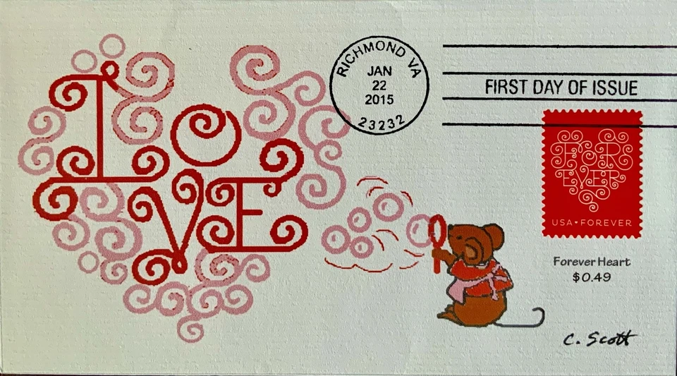 Anon E. Mouse 4955 The Red Forever Heart Stamp Richmond  - Image 1 of 1