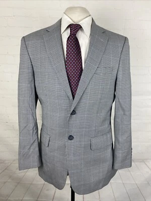 Jos A. Bank 男式白色和黑色千鸟格羊毛西装外套 39R $595 — 第 1/4 张图片